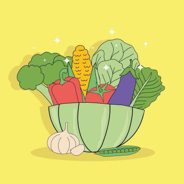 Kase vektör tasarımında sebzeler