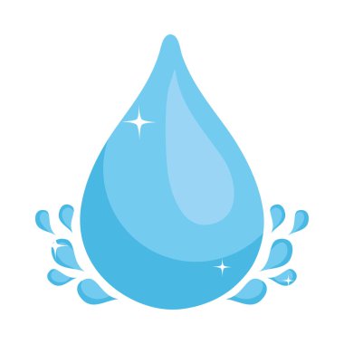 Su damlası ve küçük su damlaları, renkli tasarım.