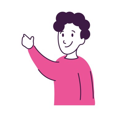 Çizgi film adamının el sallaması, renkli tasarım ikonu