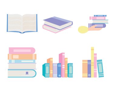 kitap simgesi seti, renkli tasarım