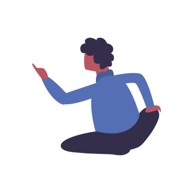 Afro adam karikatür oturma vektörü tasarımı