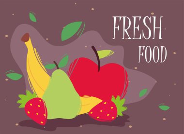 Taze yiyecek meyve simgesi vektör tasarımı