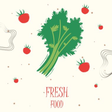 Taze maydanoz ve domates vektör tasarımı