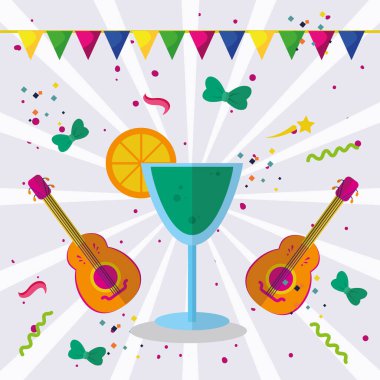 Gitar vektör tasarımlı karnaval kokteyl bardağı