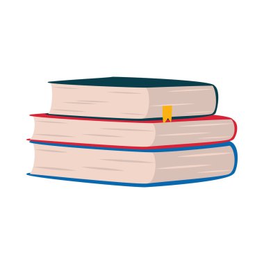 Sayfaları gösteren bir yığın kitap, düz stil