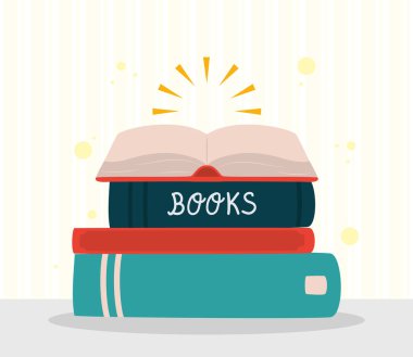 Kitap yığını, düz stil