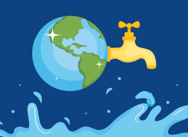 Dünya step dansı ve sıçrama vektör tasarımı ile su günü