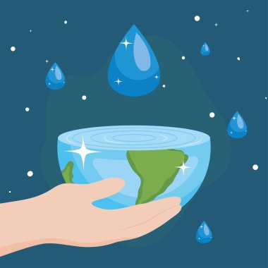 El ele tutuşma ve vektör tasarımı ile su günü