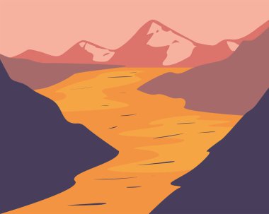 Çöl dağları vektör tasarımının manzarası