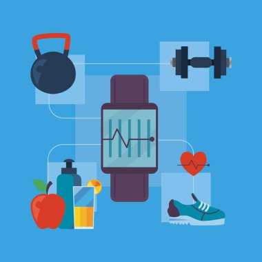 Simge ayarlı vektör tasarımlı fitness akıllı seğirmesi