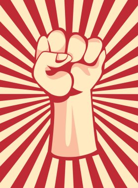 Çizgili ve geçmişe dönük sancak tasarımında devrim yumruğu