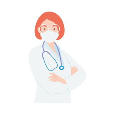 Doktor kadın gözlükleri.