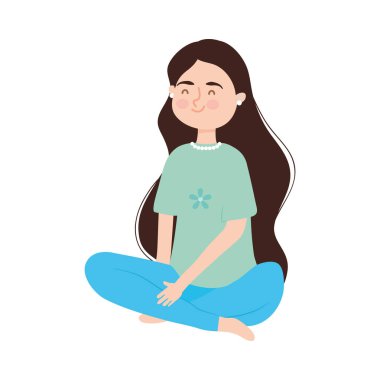 Rahatlamış kadın oturuyor.