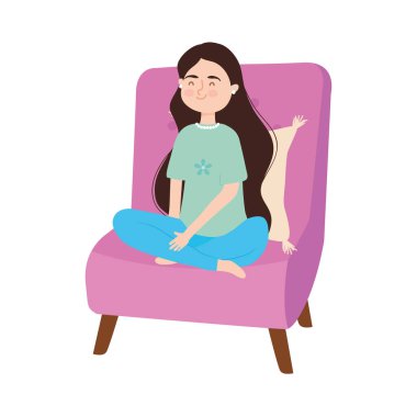 Rahat kız oturuyor.