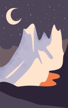 Gece vektör tasarımında buzdağının minimalist manzarası