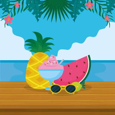 tropikal meyve illüstrasyonu