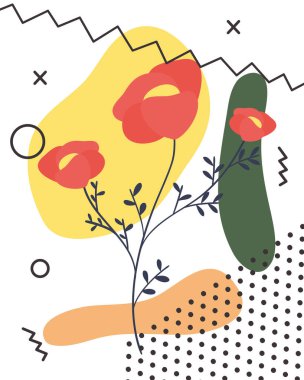 kırmızı çiçekler çizimi