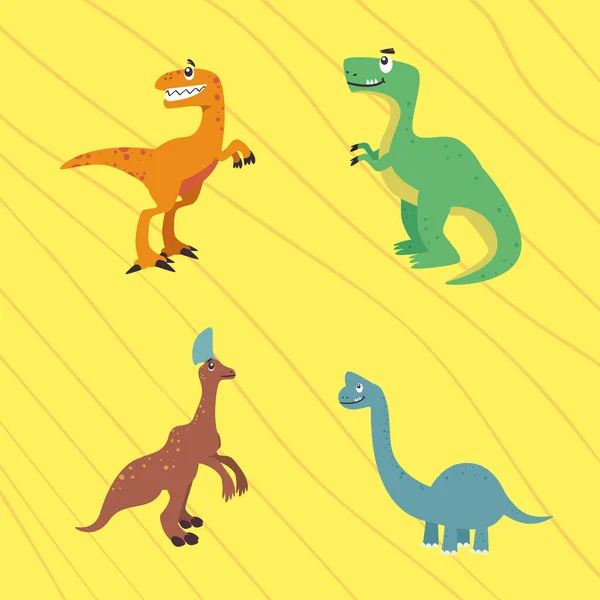 Ensemble de symboles de dinosaures — Image vectorielle