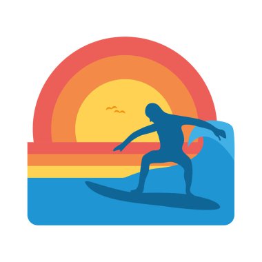 gün batımı ve sörfçü