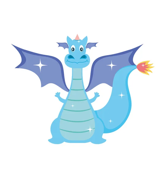 Lindo dragón azul — Vector de stock