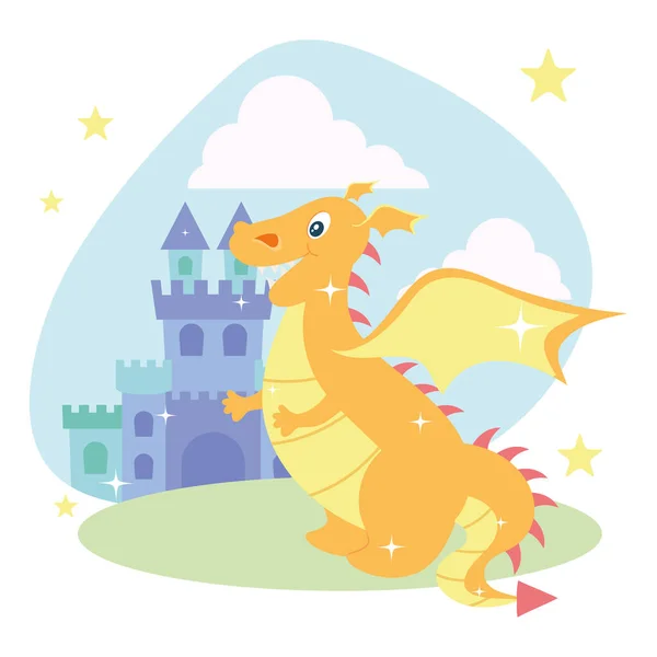 Castillo y dragón — Archivo Imágenes Vectoriales