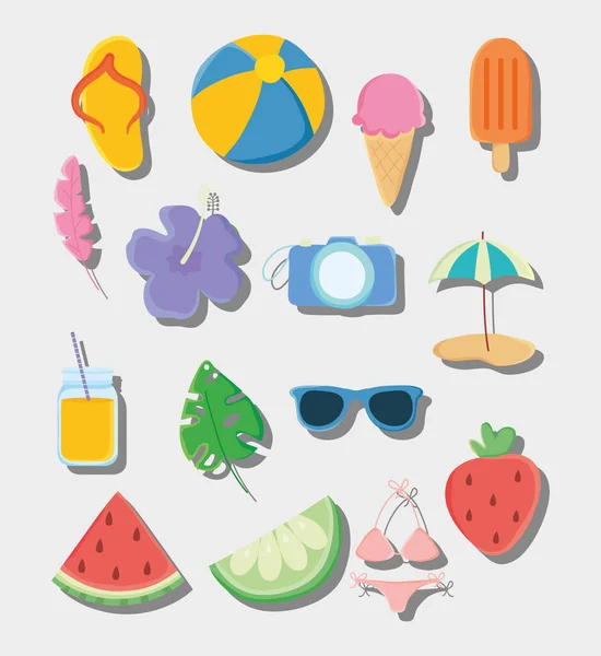 Conjunto de iconos de verano — Archivo Imágenes Vectoriales