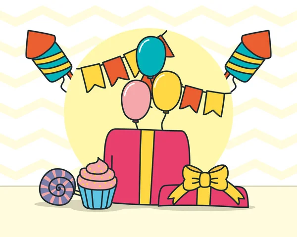 Decoraciones de cumpleaños ilustración — Vector de stock