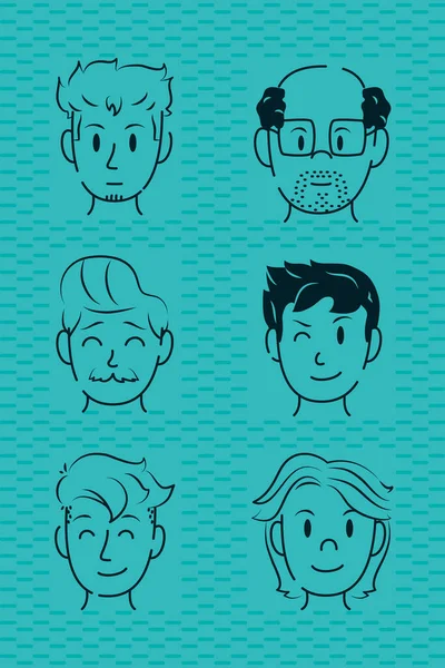 Personnes visages fixés — Image vectorielle