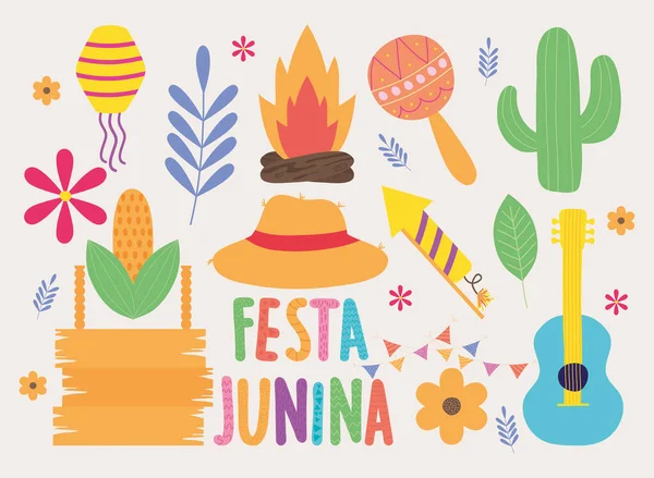 Festa junina icone — Vettoriale Stock