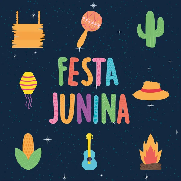 Иконы festa junina — стоковый вектор