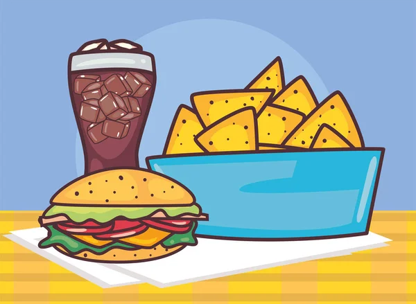 Sandwich et nachos — Image vectorielle