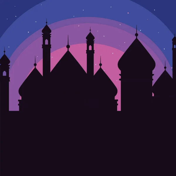 Silhouette mosquée islamique — Image vectorielle