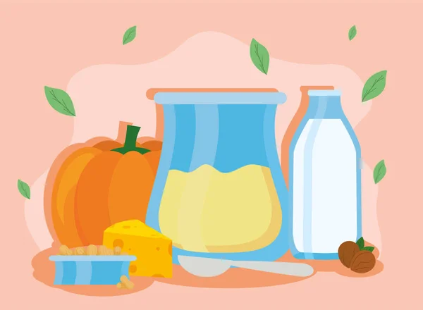 Smoothie à la citrouille et lait — Image vectorielle