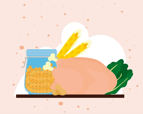 닭고기와 곡물식 — 스톡 벡터