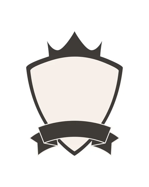 Etiqueta escudo com coroa e fita —  Vetores de Stock