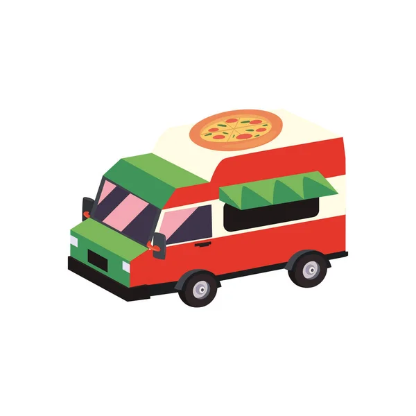 Camión de comida pizza — Vector de stock