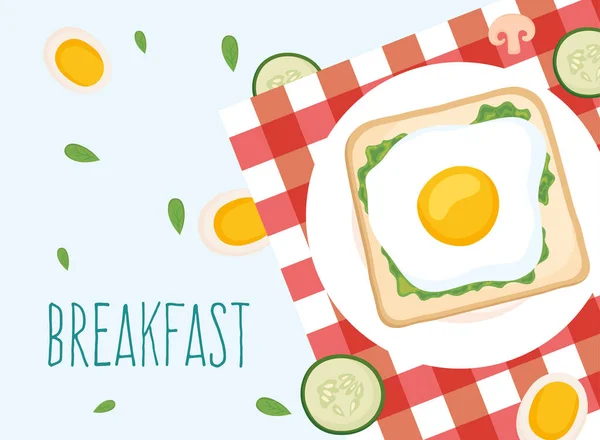 Toast mit Ei und Gurken — Stockvektor