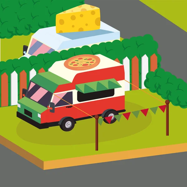 Camion del cibo pizza — Vettoriale Stock