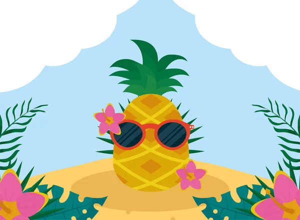 Ananas med glasögon — Stock vektor