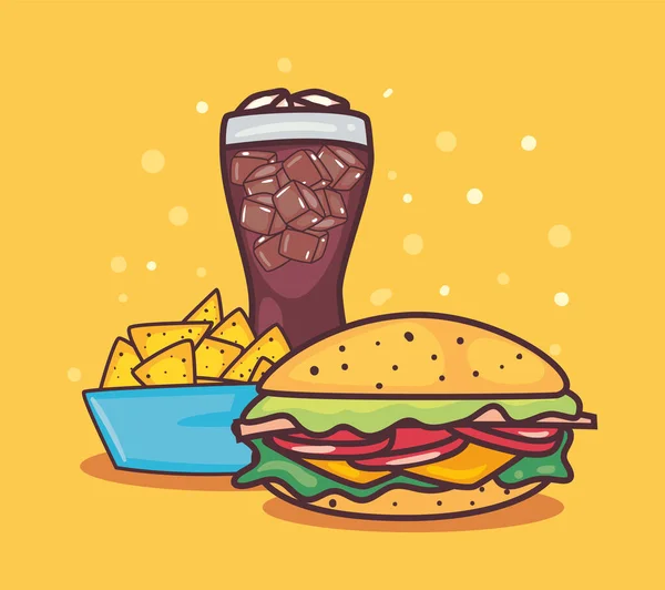 Sandwich nachos soda — Image vectorielle