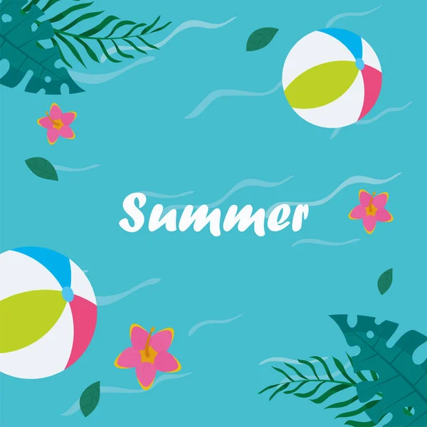 Bolas de verão em água — Vetor de Stock