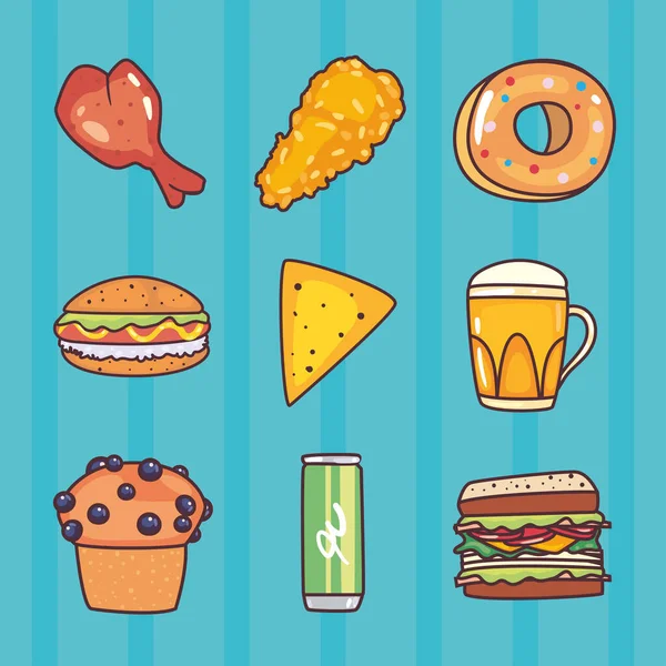 Colección icono de alimentos — Vector de stock