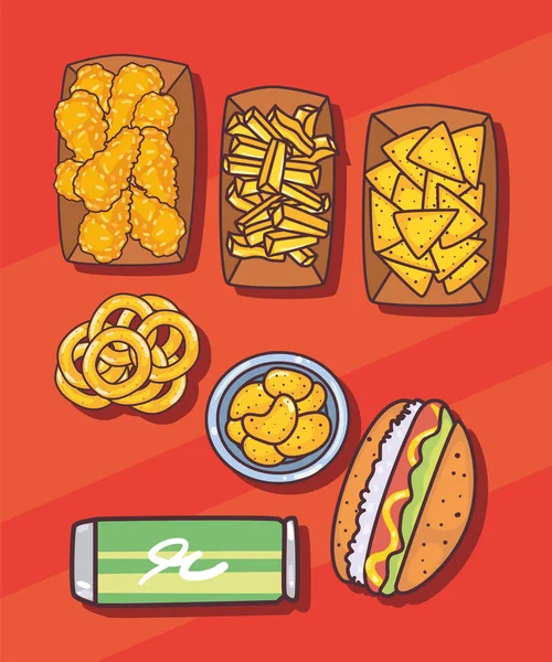 Iconos de comida rápida — Vector de stock