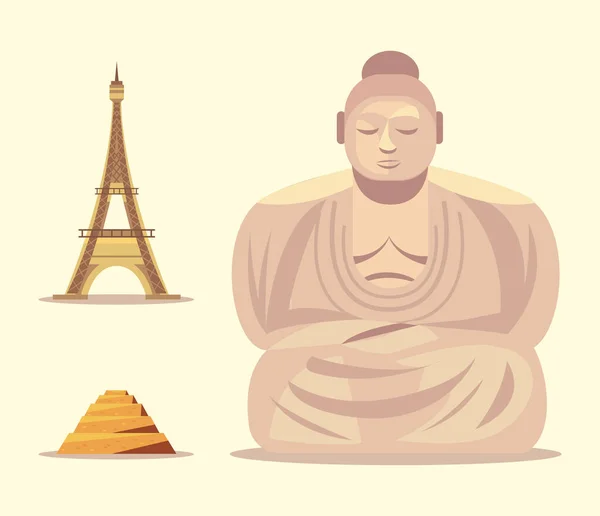 Buddha und Ikonen Set — Stockvektor