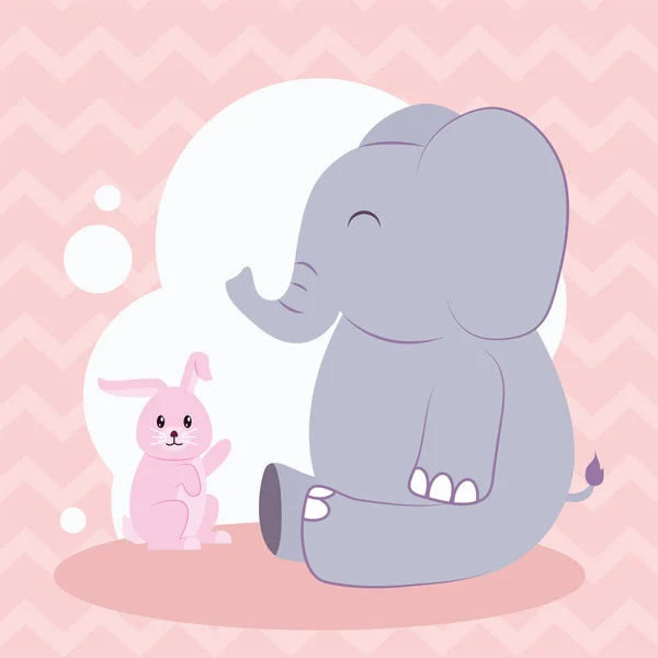 Éléphant et lapin — Image vectorielle