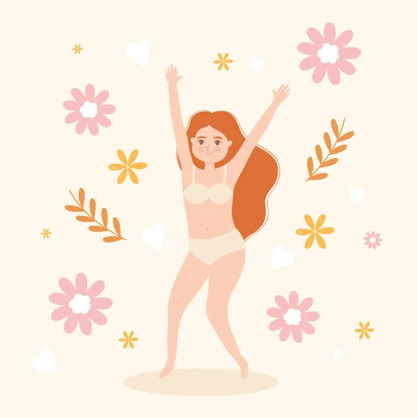 Kvinna med orange hår i underkläder — Stock vektor