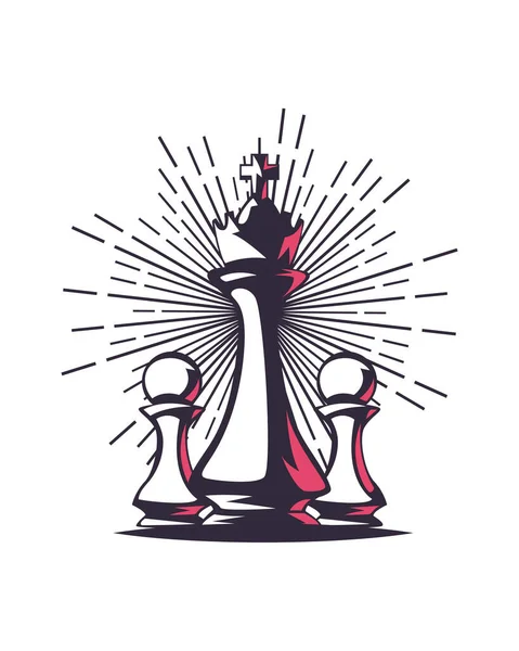 König und Schachfiguren — Stockvektor