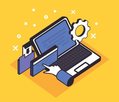 geliştirme dizüstü bilgisayarı ve simgeleri