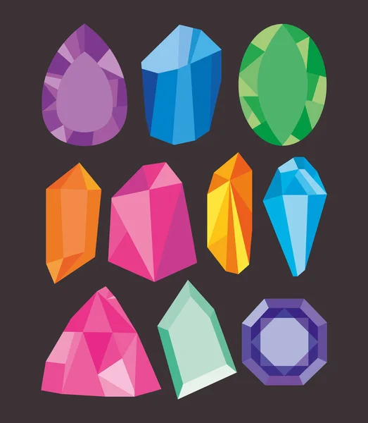 Conjunto de piedras preciosas de colores — Vector de stock