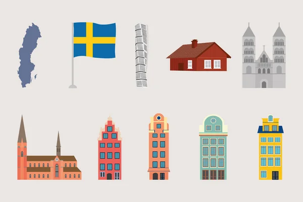 Conjunto de iconos de Suecia — Archivo Imágenes Vectoriales